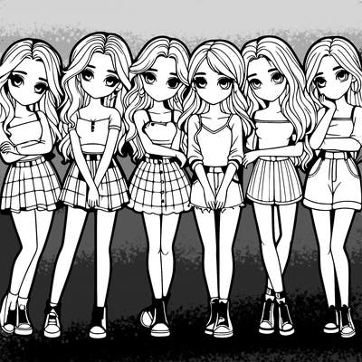 a group of girls realistic