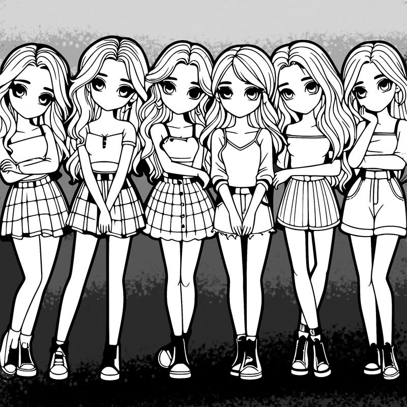 a group of girls realistic