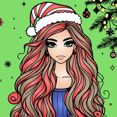 christmas fashionable female model and long hair