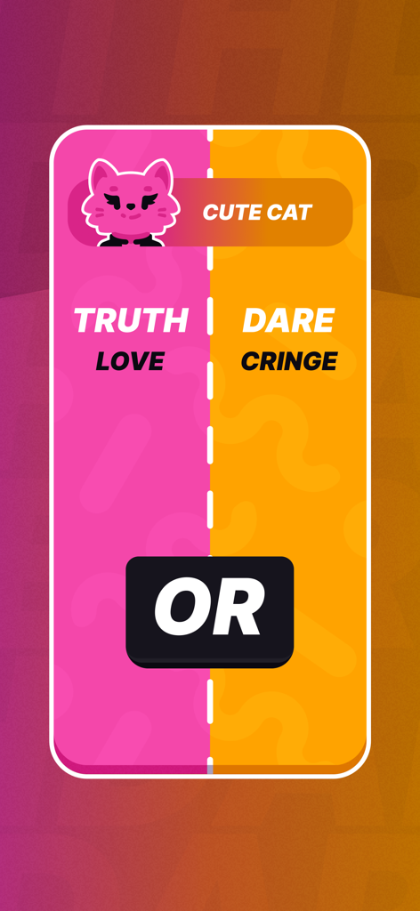 Party Animals: Truth or Dare - Pantalla móvil del juego Party Animals que muestra las opciones de selección de verdad o reto