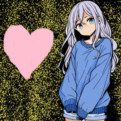 manga teen girl  in a sweater and baggy pants