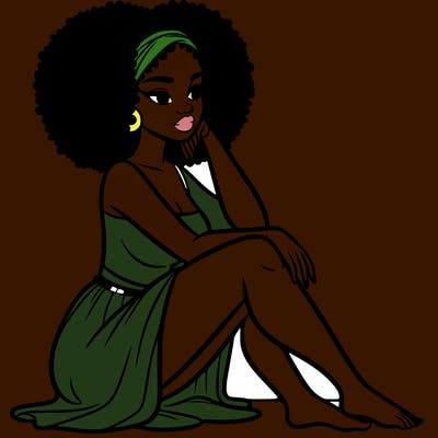 black woman sat down