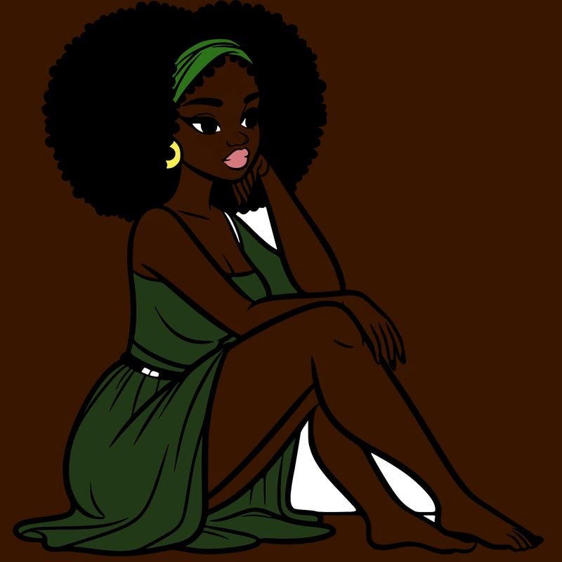 black woman sat down