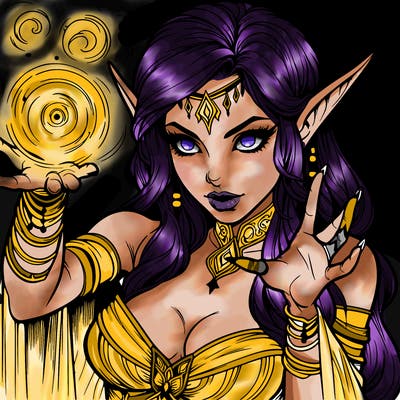 realistic scary beautiful elf sorceress casting spell