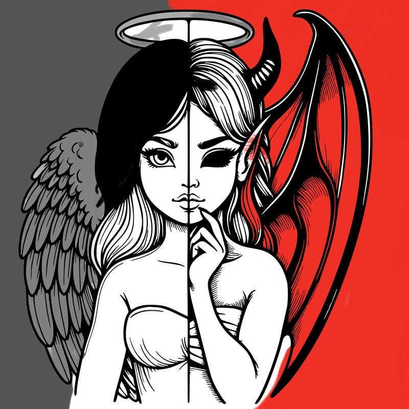 realistic angel half demon