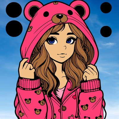 realistic girl in a animal pjs hoodie