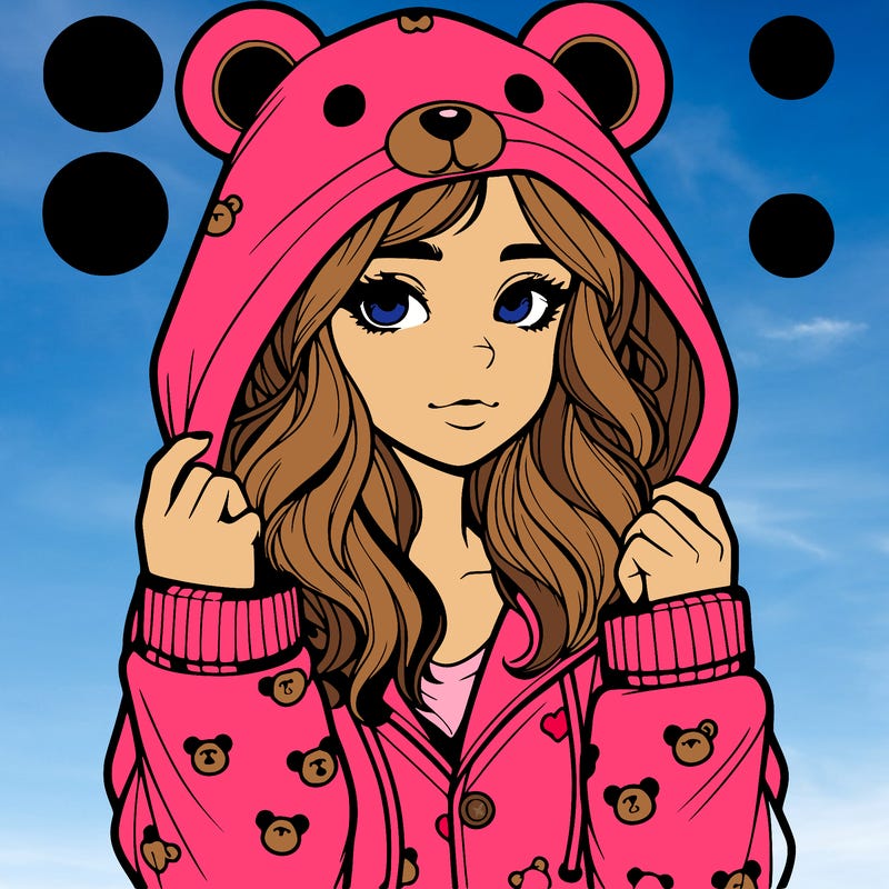realistic girl in a animal pjs hoodie
