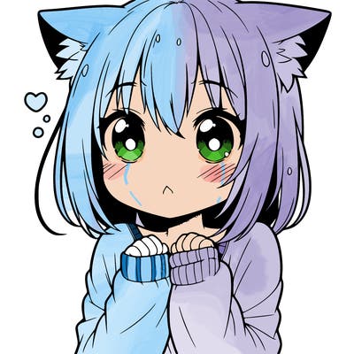 shy anime catgirl