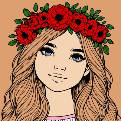 realistic girl with flower crown