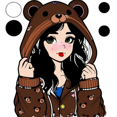 realistic girl in a animal pjs hoodie