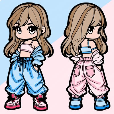 girl in crop top and baggy pants