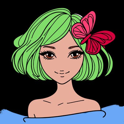 woman with butterfly short hair