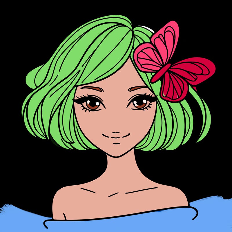 woman with butterfly short hair