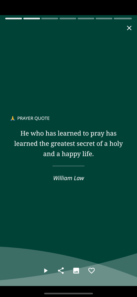 Daily Light On The Daily Path - An inspirational prayer quote by William Law on a dark green background in the Daily Light app.