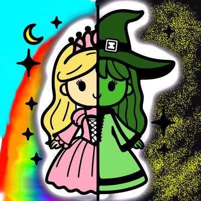 split princess and witch