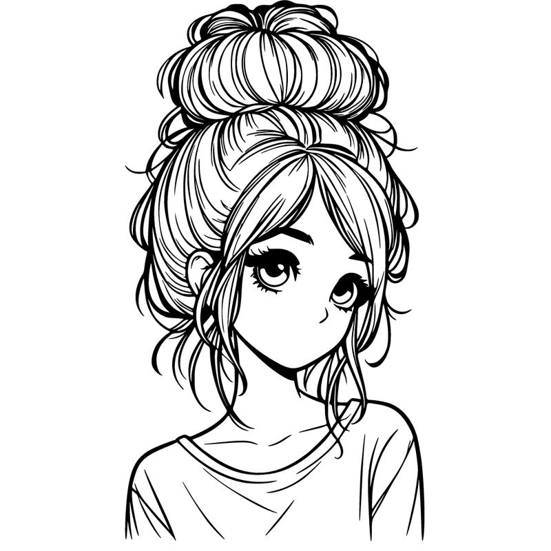 realistic girl with a messy bun