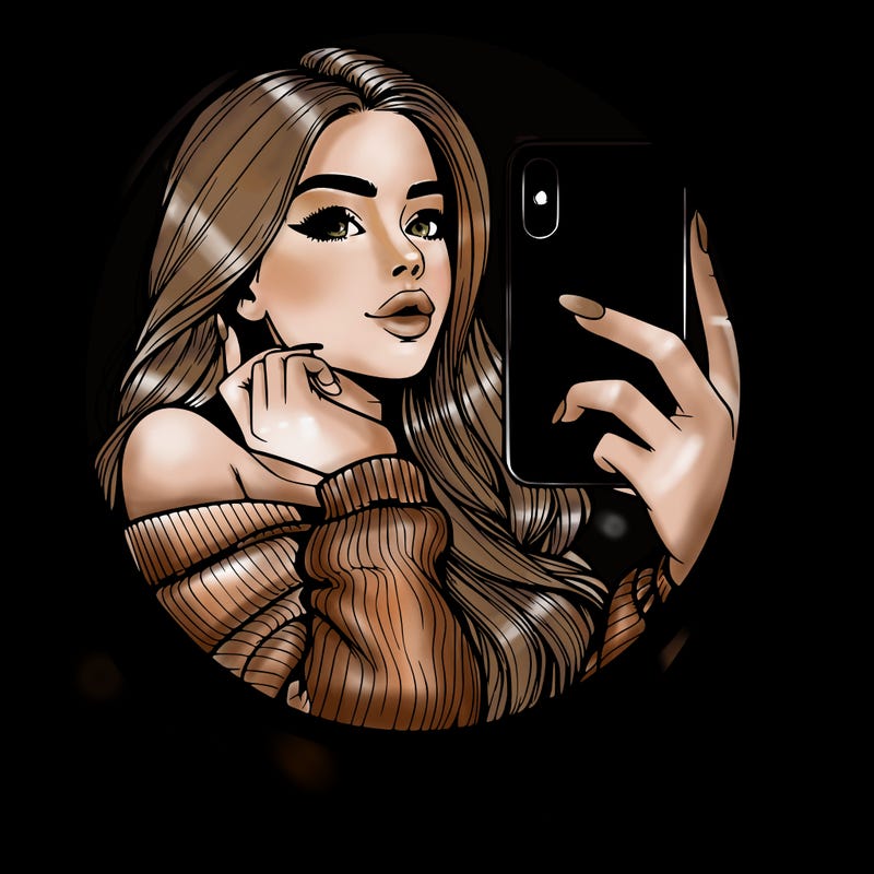 realistic girl taking mirror selfie beautiful