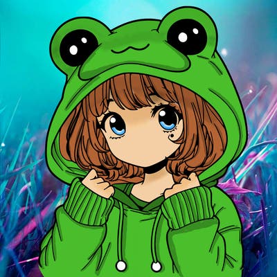 a cute teenage girl wearing a frog hoodie