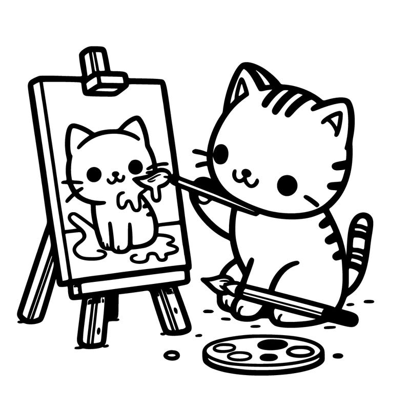 a cat painting a cat
