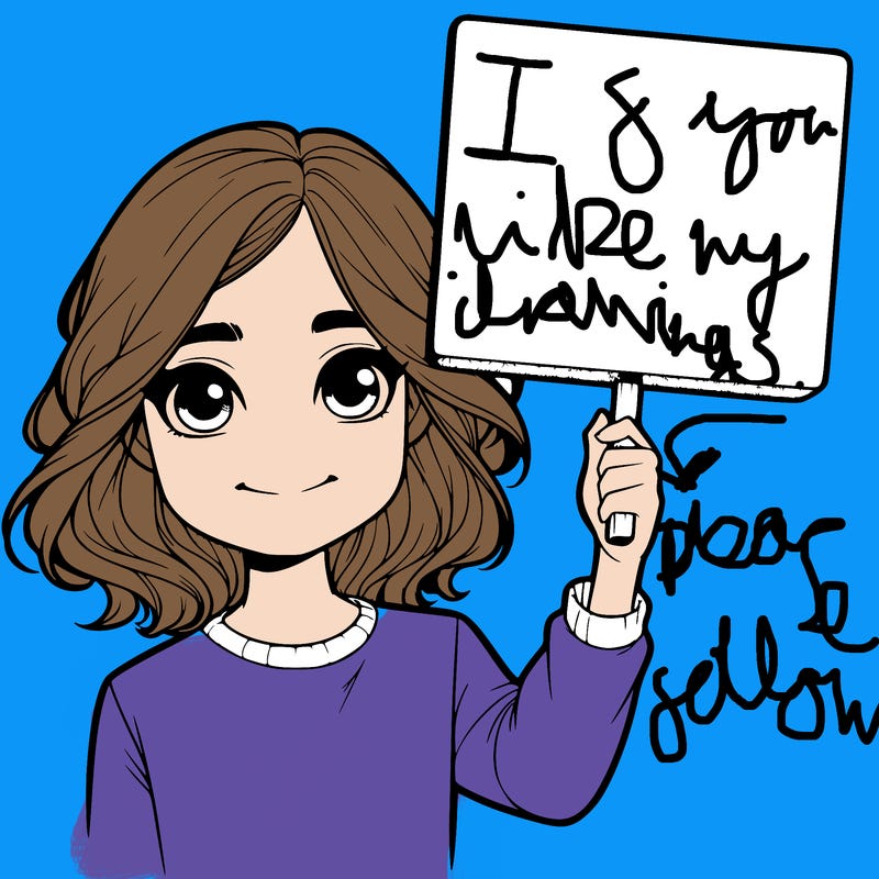 realistic girl holding up a sign