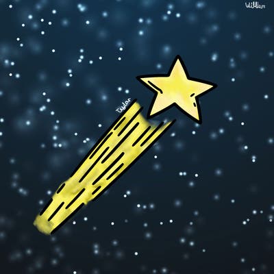 a shooting star in the sky