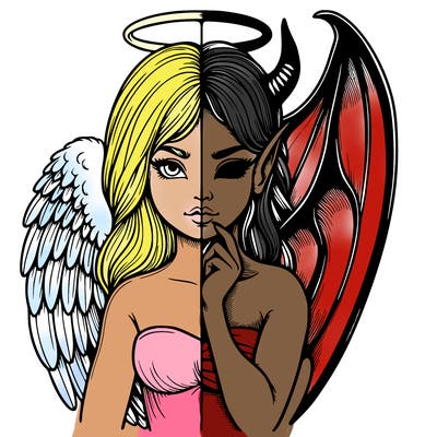 realistic angel half demon