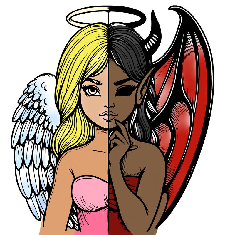 realistic angel half demon