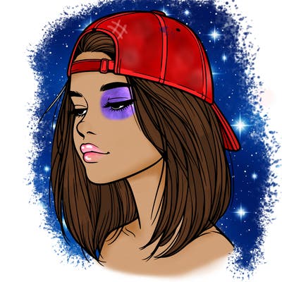 realistic  girl with a backwards hat
