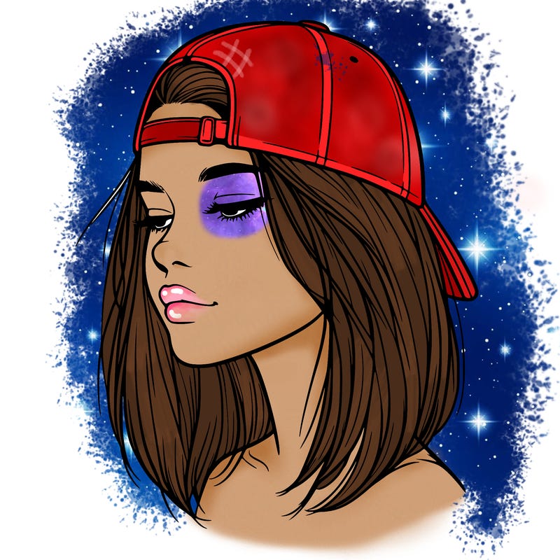 realistic  girl with a backwards hat