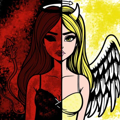devil vs angel realistic girl