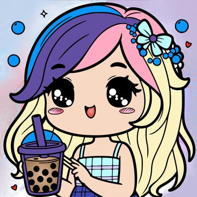 girl drinking cute boba tea