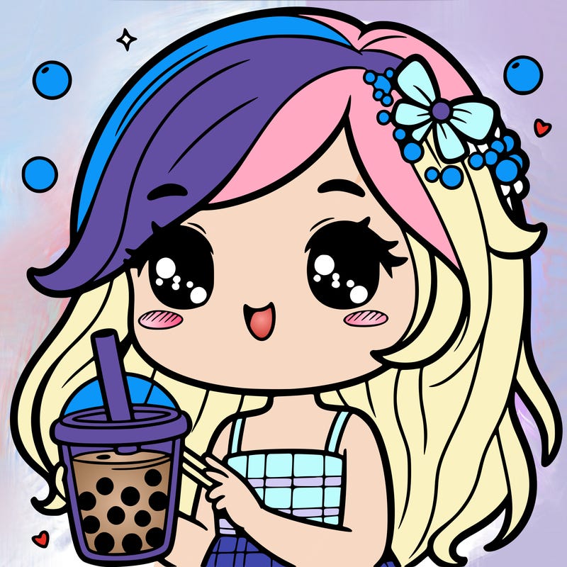 girl drinking cute boba tea