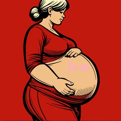 one heavily pregnant woman realistic