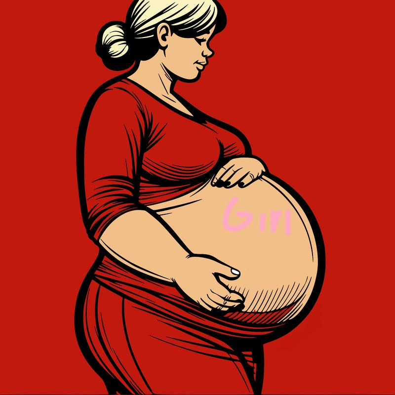 one heavily pregnant woman realistic