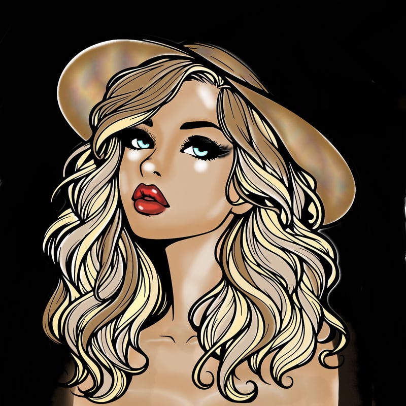 realistic witch girl with wavy hair and lips