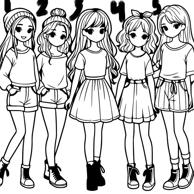 a group of five girls