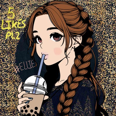 realistic girl with braided hair drinking boba