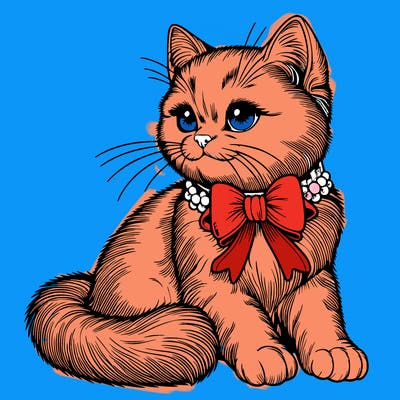 realistic cat with bow