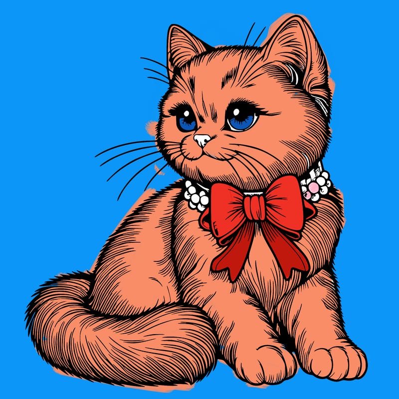 realistic cat with bow