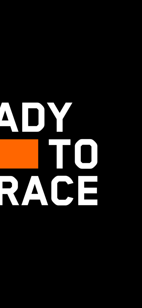 Slogan del marchio KTM Ready to Race su sfondo nero