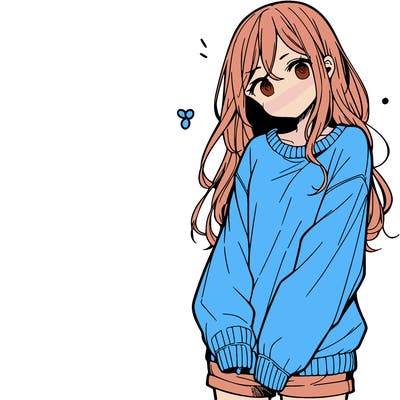 manga teen girl  in a sweater and baggy pants