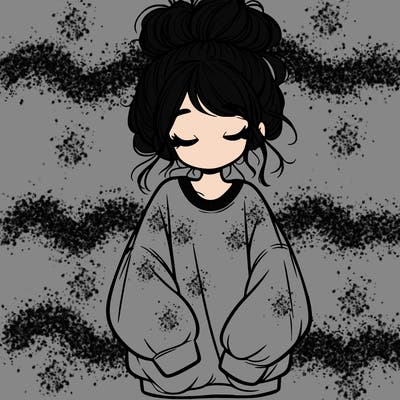 girl with baggy sweatshirt and messy bun