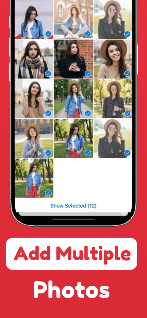 Interface do iPhone mostrando várias fotos selecionadas para compressão no aplicativo Kit de Ferramentas de Arquivos Zip