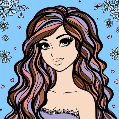 pretty woman with long wavy hair