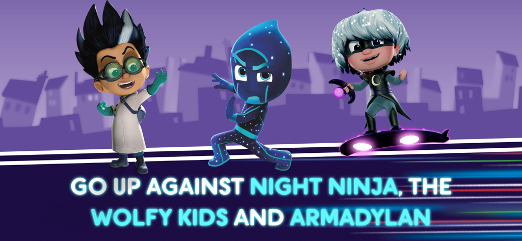 Villanos del juego PJ Masks Moonlight Heroes: Romeo, Ninja Nocturno y Lunática