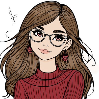 realistic girl with glasses