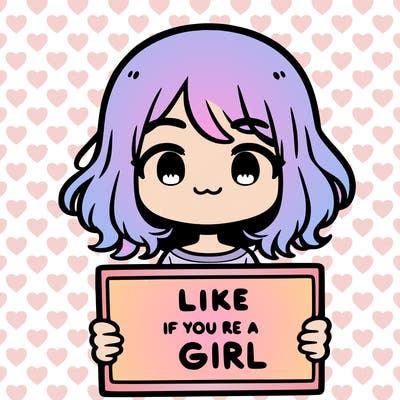 a cute girl holding a sign that says like if you’re a girl