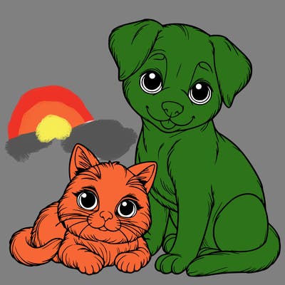 realistic cat and dog