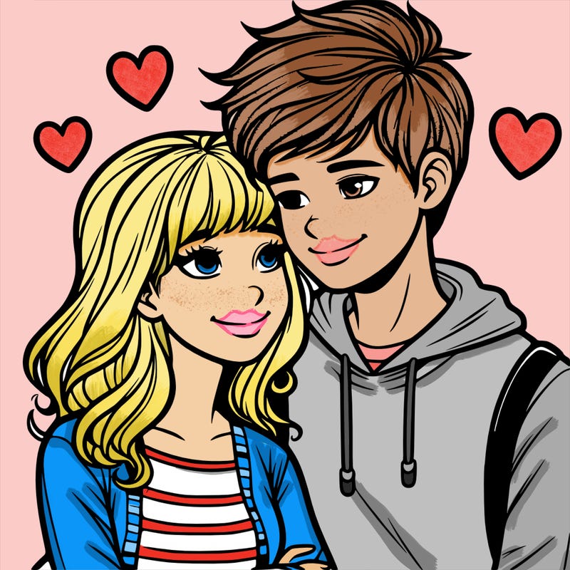 teenage couple in love