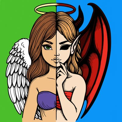 realistic angel half demon